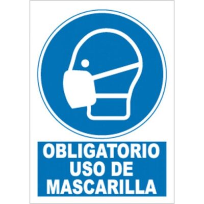 CARTEL ADHESIVO Nº 9049 - OBLIG USO DE MASCARILLA 29,7X21 CM