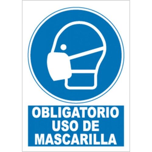CARTEL ADHESIVO Nº 9049 - OBLIG USO DE MASCARILLA 29,7X21 CM