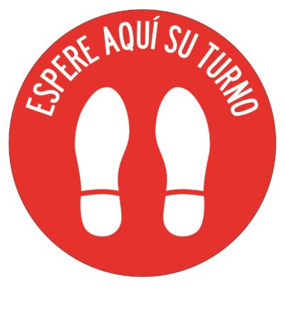 CARTEL ADHESIVO Nº 9058 - ESPERE AQUÍ SU TURNO (SUELO)