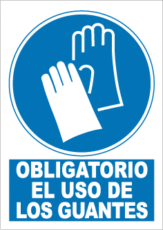 CARTEL Nº 9061 - OBL. USO GUANTES 7X5 CM