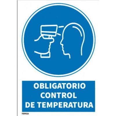 CARTEL ADHESIVO Nº 9069 - OBLIG CONTROL TEMPERATURA 17X12 CM