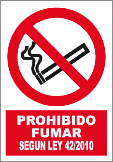 CARTEL Nº 9121 - PROH. FUMAR LEY ADH. 7X5 CM