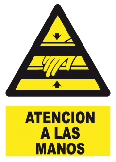 CARTEL Nº 9162 - ATENCION A LAS MANOS ADH 17X12 CM