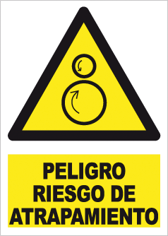 CARTEL Nº 9171 - PELIGRO RIESGO ATRAP. ADH 7X5 CM