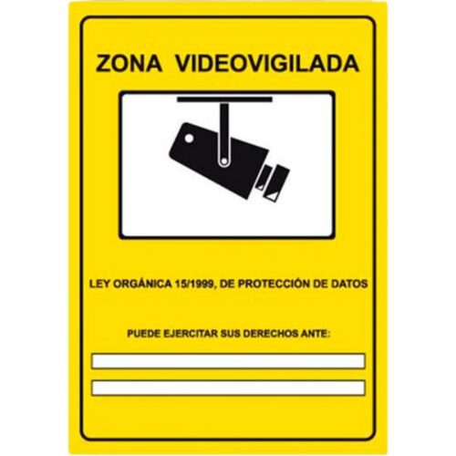 CARTEL Nº 9233 - ZONA VIDEOVIGILADA ADH 21X15 CM