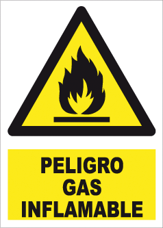 CARTEL Nº 9252 - PELIGRO GAS INFLAMABLE ADH 17X12