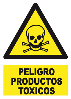 CARTEL Nº 9261 - PELIGRO PROD. TOXICOS ADH 7X5 CM