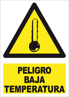 CARTEL Nº 9322 - PELIGRO BAJA TEMP. ADH. 17X12 CM
