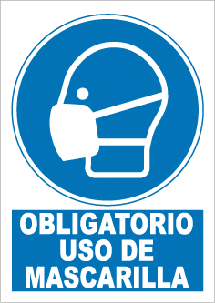 CARTEL Nº 9331 - OBLG. USO MASCARILLA ADH 7X5 CM
