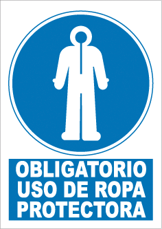 CARTEL Nº 9351 - OBLG. USO ROPA PROT. ADH. 7X5 CM