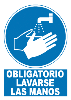 CARTEL ADHESIVO Nº 9732 - OBLIG LAVARSE LAS MANOS 17X12 CM