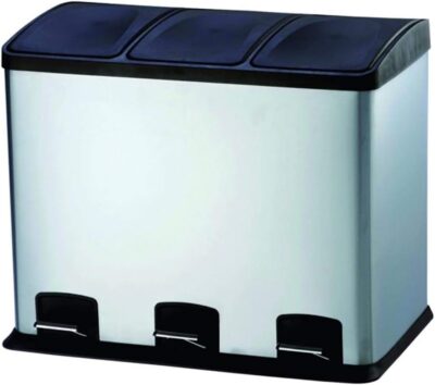 CUBO BASURA RECLICAJE ACERO INOX 3 COMPARTIMENTOS