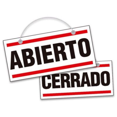 ROTULO PVC DOBLE CARA ABIERTO-CERRADO 150X300 MM