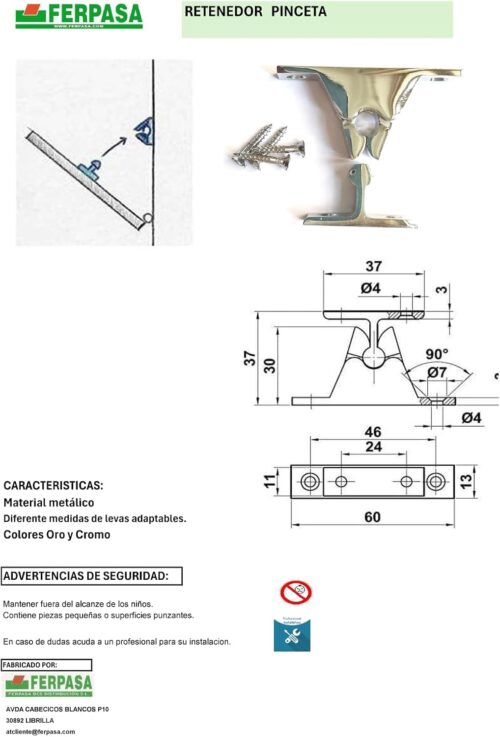 RETENEDOR PINCETA PARED - Imagen 2