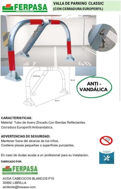 VALLA PARKING MOD CLASSIC C/CERRADURA  EUROPERFIL - Imagen 7