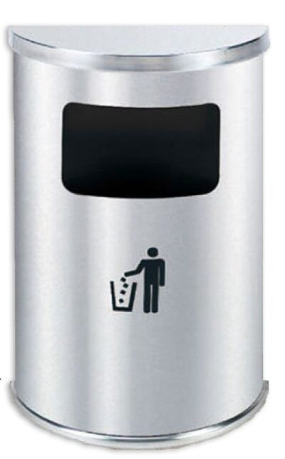 PAPELERA MOD WAVE SEMICIRCULAR S/CENICERO INOX