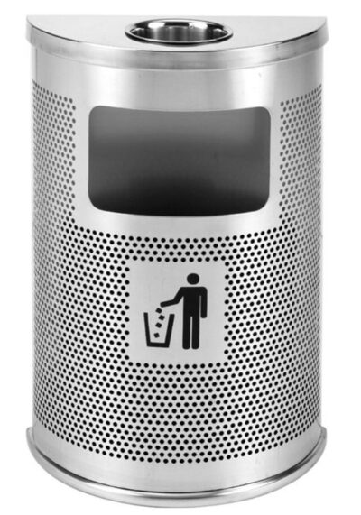 PAPELERA MOD WAVE SEMICIRCULAR C/CENICERO INOX