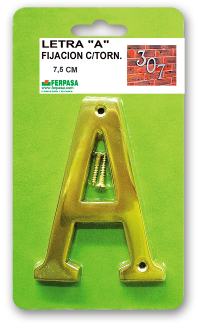 ABECEDARIO FIJACIÓN C/TORNILLOS 7,5CM