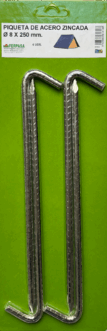 PIQUETAS ACERO ZINCADO 250 X8 MM