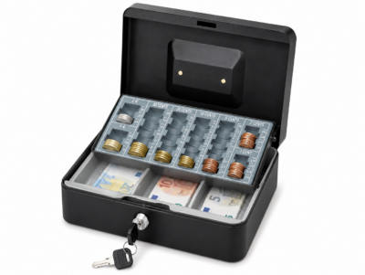 CAJA DE CAUDALES CON BANDEJA PORTA MONEDAS/BILLETES