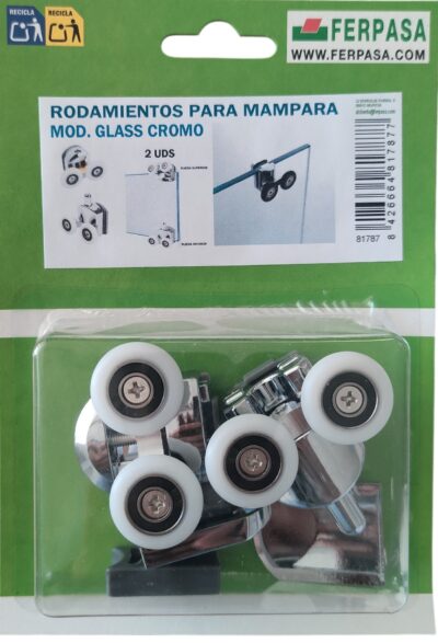 RODAMIENTO MAMPARA MOD GLASS CROM C/ SOPORTE BL.2